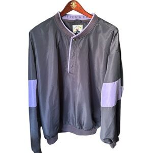 Cutter & Buck Black & Purple Men's Pullover Windbreaker Jacket Size XL 1/4 Snap